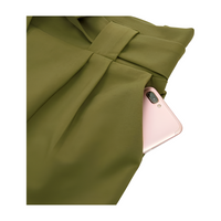 Womens Casual High Waist Pencil Pants with Pockets Bow-Knot Cropped Paper Bag Pants for Work