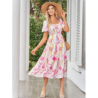 Women's Square Neck Boho Midi Dress summer dresses dresses for women