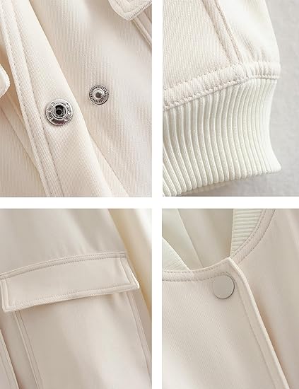 Womens Bomber Jacket Fashion Short Cropped Jacket Casual Jackets for Women Varsity Jacket with Pockets Spring Fall