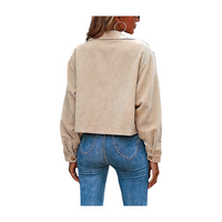 Women's Fashion Cropped Shacket Button Down Corduroy Shacket Jackets Casual Plaid Long Sleeve Crop Shirts Jackets Tops