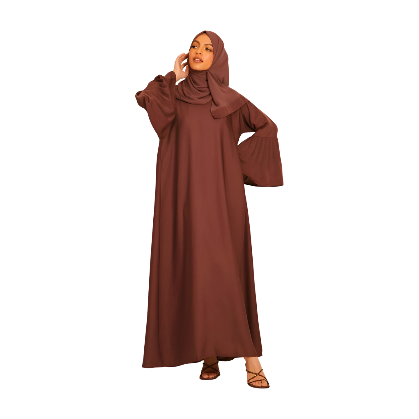 PLAIN CLOSED ABAYA WITH BELL SLEEVES