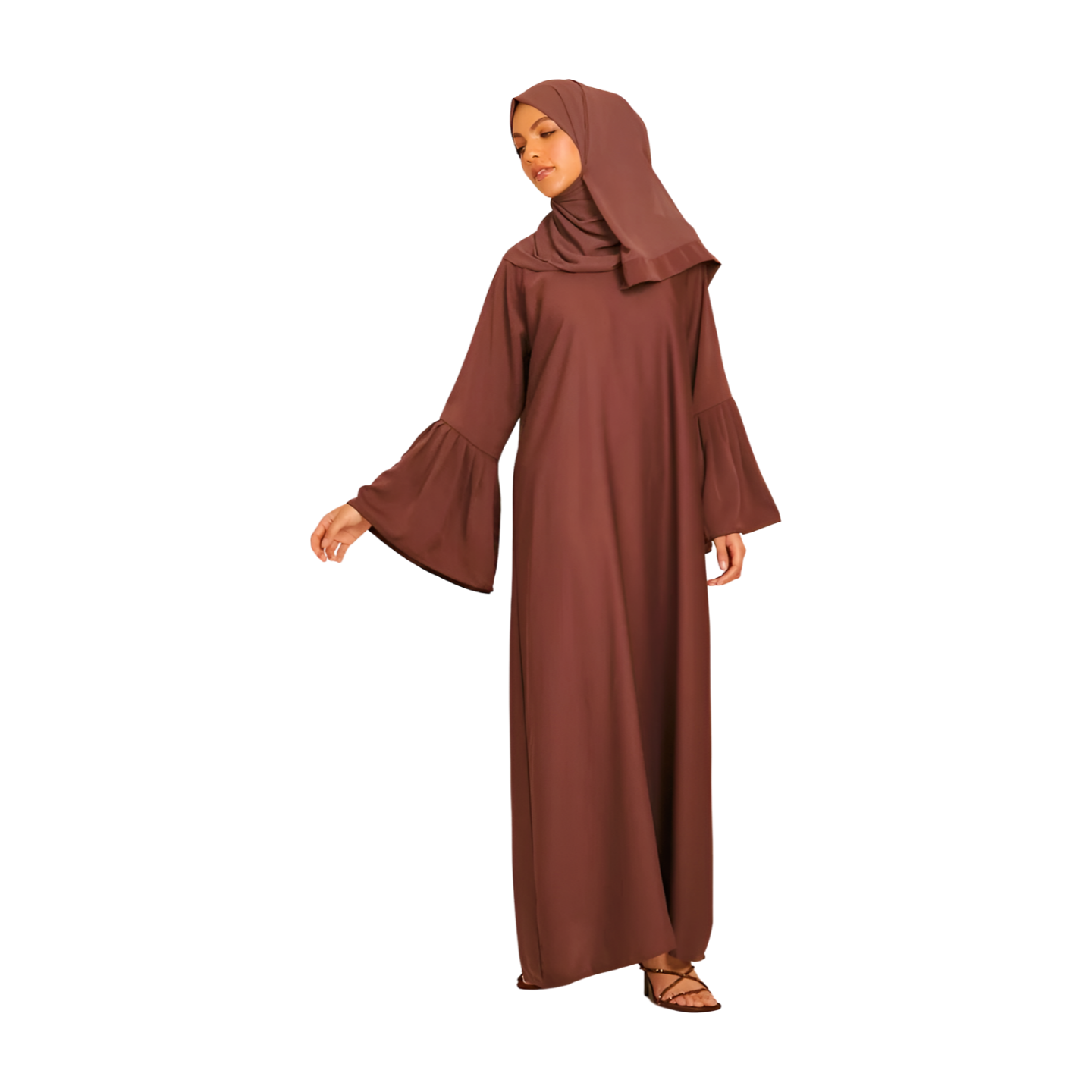 PLAIN CLOSED ABAYA WITH BELL SLEEVES