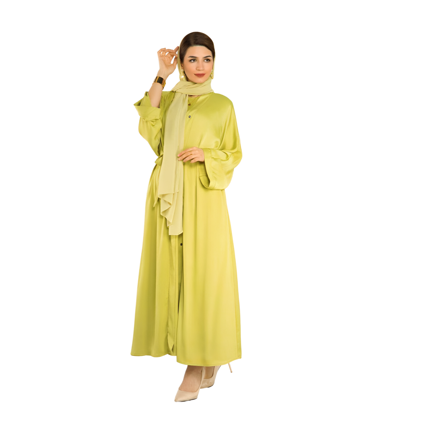 Abaya Set 2 Piece Matching Muslim Solid Kimono Abayas for Women