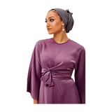 PURPLE SATIN DRESS ABAYA