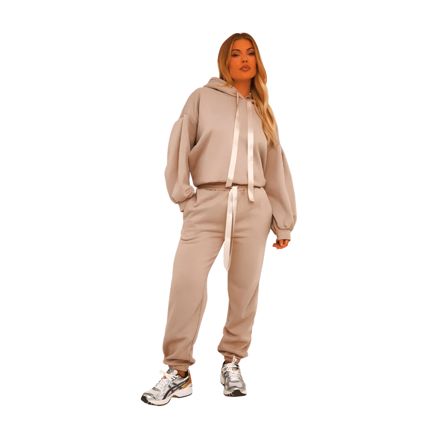 Women's 2 Piece Fleece Sweatsuit Outfit Long Sleeve Crewneck Pullover Sweatshirt Drawstring Jogger Pants Lounge Set