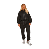 Women's 2 Piece Fleece Sweatsuit Outfit Long Sleeve Crewneck Pullover Sweatshirt Drawstring Jogger Pants Lounge Set