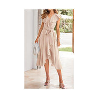 Women Summer Wrap Midi Dress dress suppliers wholesale white dress