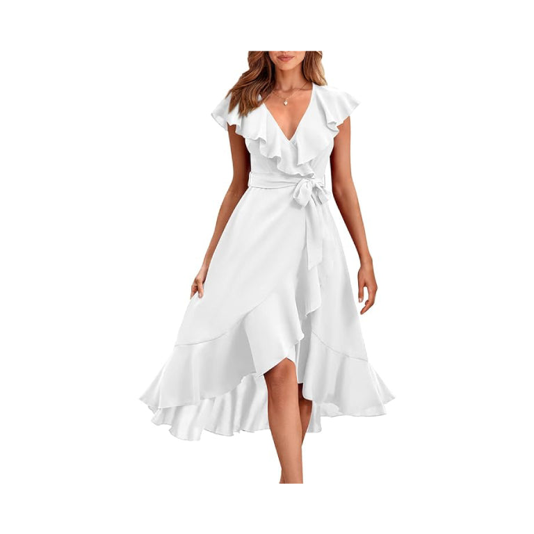 Women Summer Wrap Midi Dress dress suppliers wholesale white dress