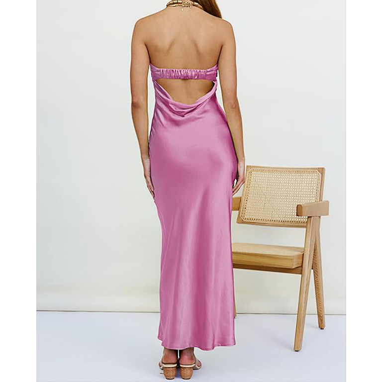 Women  Backless Wedding Guest Maxi Dress  summer dresses pink dress