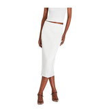 Women Ribbed Pencil Skirt white skirt