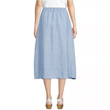 Women's Button Front Linen Midi Skirt