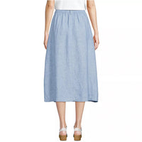 Women's Button Front Linen Midi Skirt