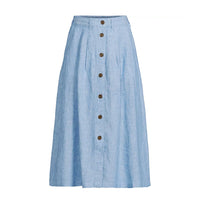 Women's Button Front Linen Midi Skirt