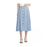 Women's Button Front Linen Midi Skirt