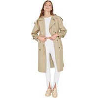 Women's Water-Resistant Trench Coat Double-Breasted Long Peacoat with Removable Hood