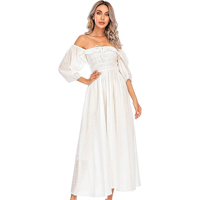 Women Summer Half Sleeve Cotton Ruffled  Dresses summer dresses white dresses