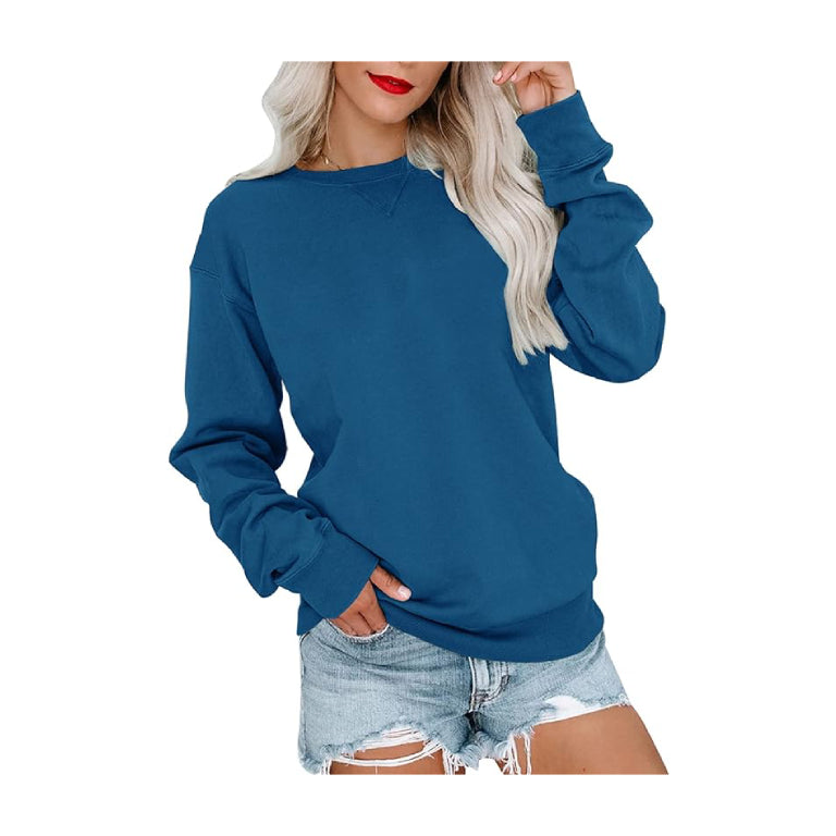 Women V-Notch Pullover Fleece Sweatshirt