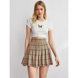 Women High Waist Pleated A-Line  Mini Skirt Skater Tennis Skirt