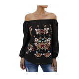 Mexican Shirts Women Mexican Embroidered Shirt Traditional Outfit Ethnic Style Boho Floral Embroidery Western Tops