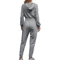 Womens  2 Piece Outfits Sweatsuit Crop Hooded Pullover Sweatshirt Top Jogger Sweatpants Tracksuits Set