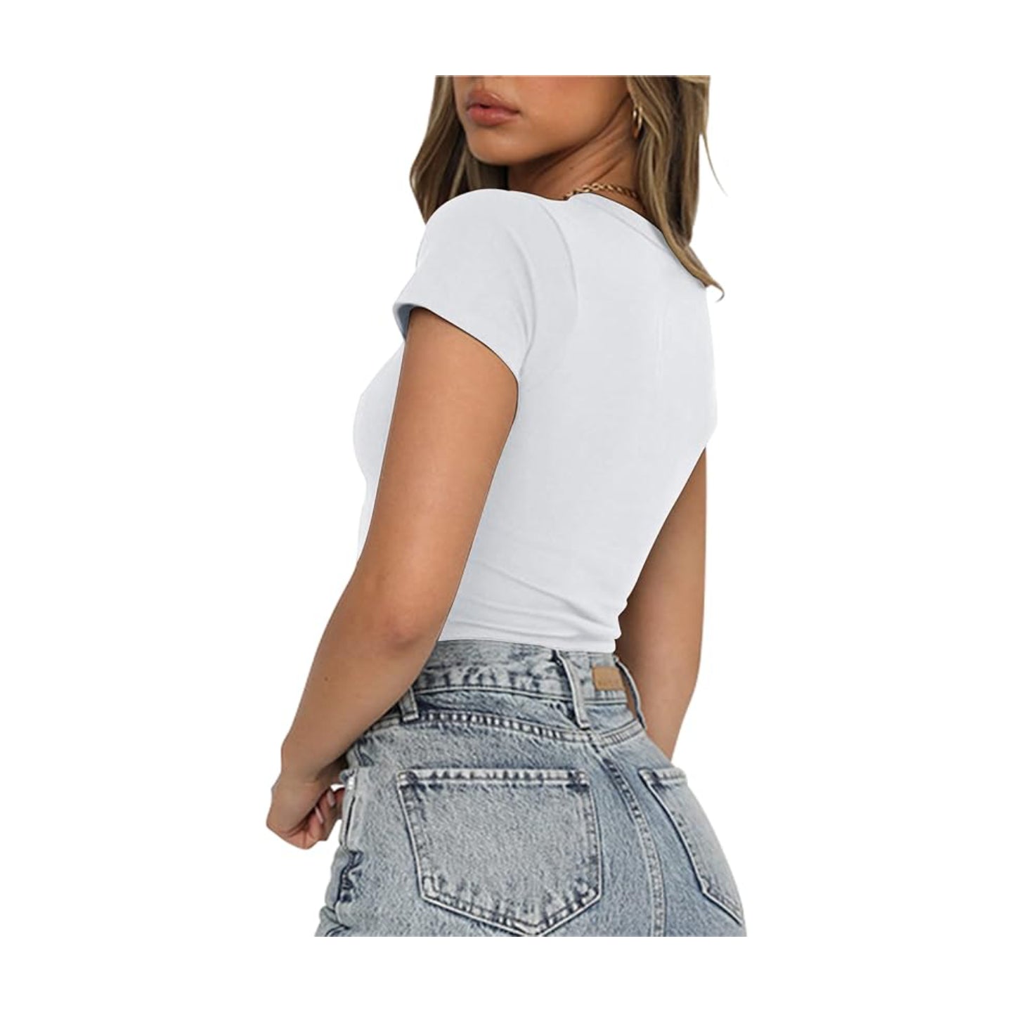 Women Basic T shirt Crop top Pure  T shirt White T shirt