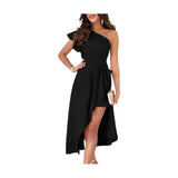 Womens One Shoulder Sleeveless Midi Dresses wedding guest dress