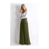 Women’s Boho Elastic High Waist Pleated A-Line Flowy Swing Asymmetric Tiered Maxi Long Skirt Dress with Pockets