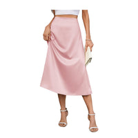 2024 Satin High Waisted Maxi Skirt Silk A-Line Spring Summer Casual Long Skirts for Women