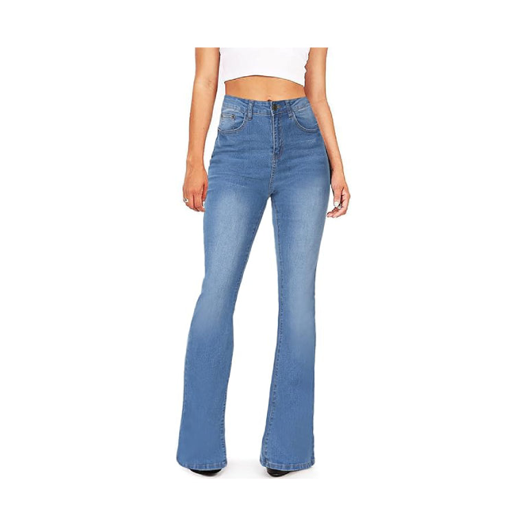 Women's High Waisted Bell Bottom Bootcut Jeans Flared Wide Leg Denim Pants