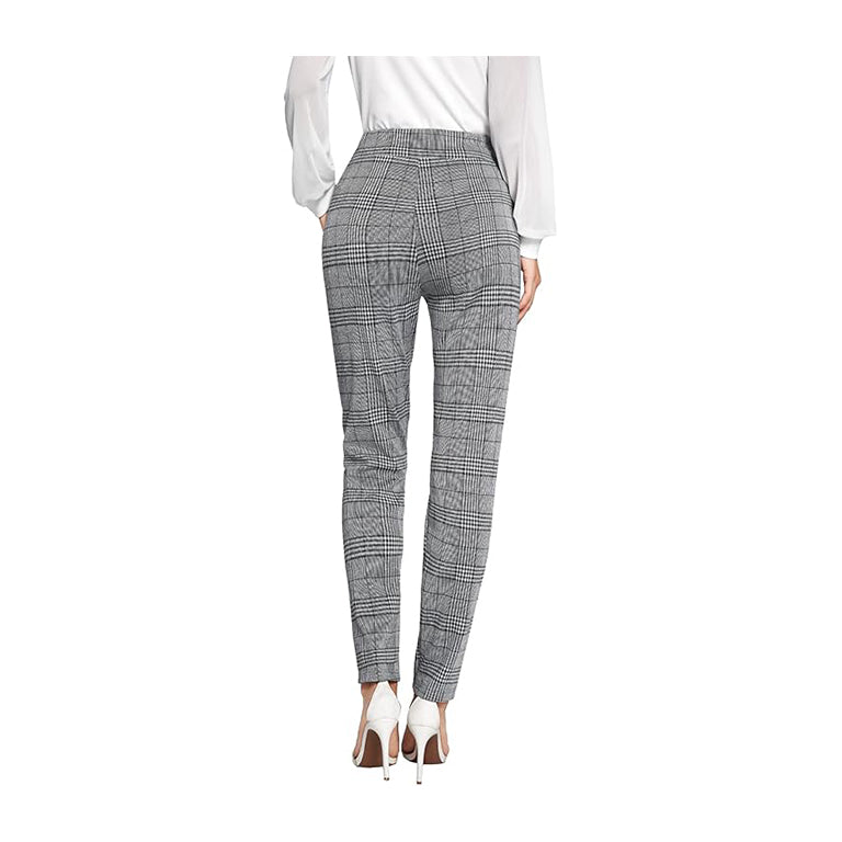 Women's Casual Plaid Leggings Stretchy Work Pants