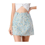 Women's Daisy Floral Pockets A-Line Chambray Mini Skirt