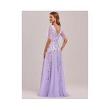 Women V-Neck Short Sleeve Prom Gown wedding guest dresses