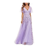 Women V-Neck Short Sleeve Prom Gown wedding guest dresses