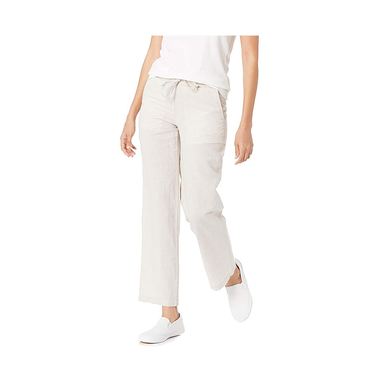 Women's Linen Blend Drawstring Wide Leg Pant