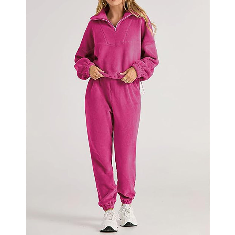 Womens 2 Piece Outfits Long Sleeve Sweatsuits Sets Half Zip Sweatshirts with Joggers Sweatpants