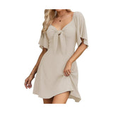 Women's Deep V Neck Elegant Bow tie Dress summer dress