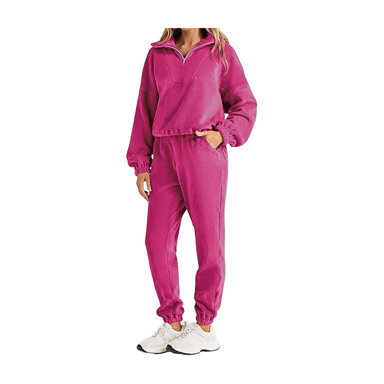 Womens 2 Piece Outfits Long Sleeve Sweatsuits Sets Half Zip Sweatshirts with Joggers Sweatpants