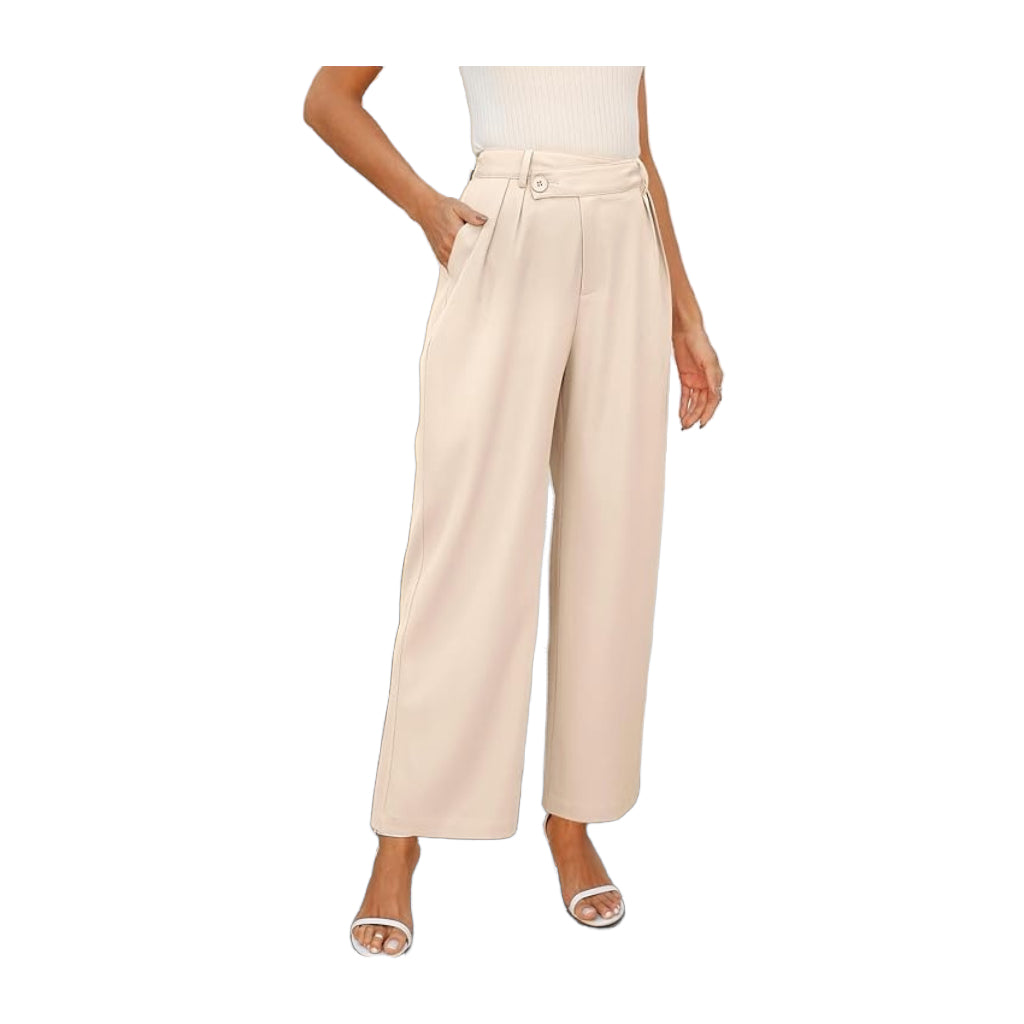 Womens Wide Leg Pants High Waisted Slacks Straight Long Work Business Trousers with Pockets