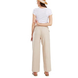 Women's Summer Drawstring Waist Wide Leg Loose Cotton Linen Palazzo Pants