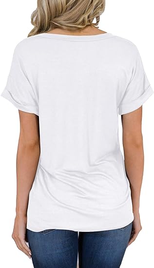Short Sleeve V-Neck Shirts Loose Casual Tee T-Shirt