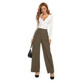 Women's Wide Leg Pants High Elastic Waisted in The Back Business Work Trousers Long Straight Suit Pants