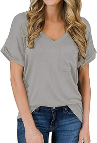 Short Sleeve V-Neck Shirts Loose Casual Tee T-Shirt