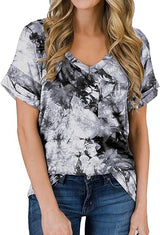 Short Sleeve V-Neck Shirts Loose Casual Tee T-Shirt