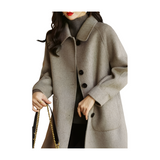 Womens Wool Blend Peacoat Single Breasted Long Trench