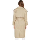 Women's Water-Resistant Trench Coat Double-Breasted Long Peacoat with Removable Hood