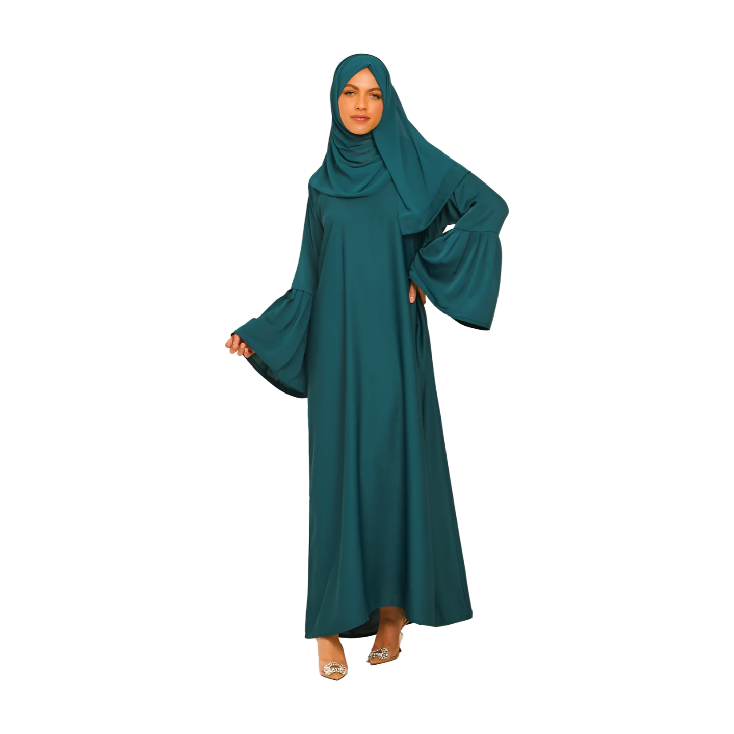 PLAIN CLOSED ABAYA WITH BELL SLEEVES