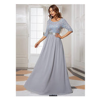 Women's Round Neck Sequin Maxi Dress Long Evening Dress