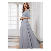 Women's Round Neck Sequin Maxi Dress Long Evening Dress