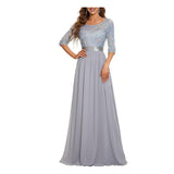 Women's Round Neck Sequin Maxi Dress Long Evening Dress